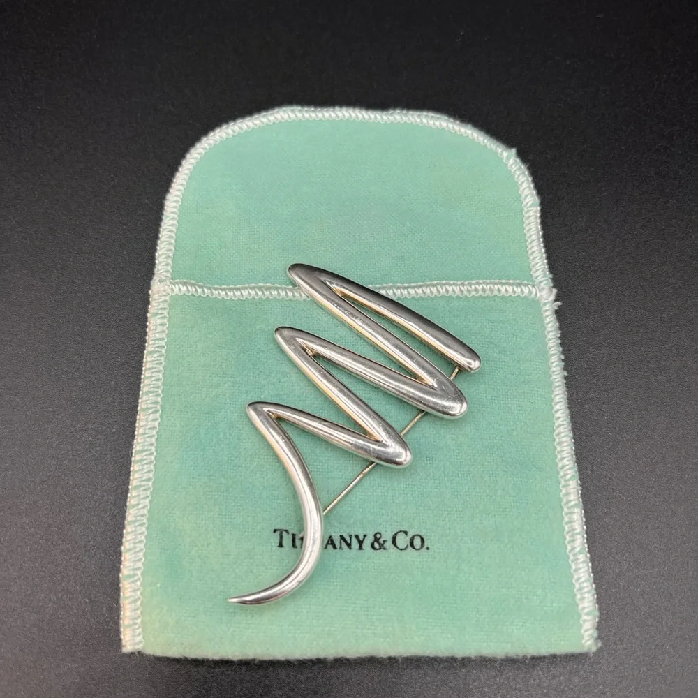 Tiffany & Co. Silver Zigzag Brooch - Picture 2 of 7
